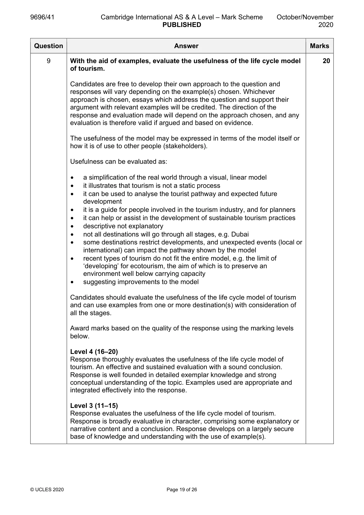 Mark scheme, page 19 of 26