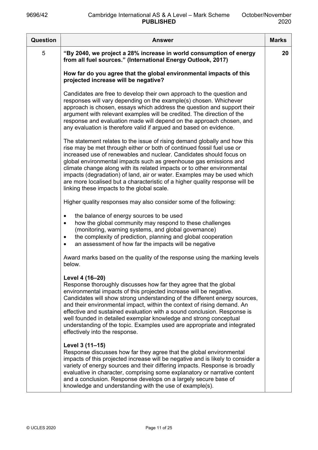 Mark scheme, page 11 of 25