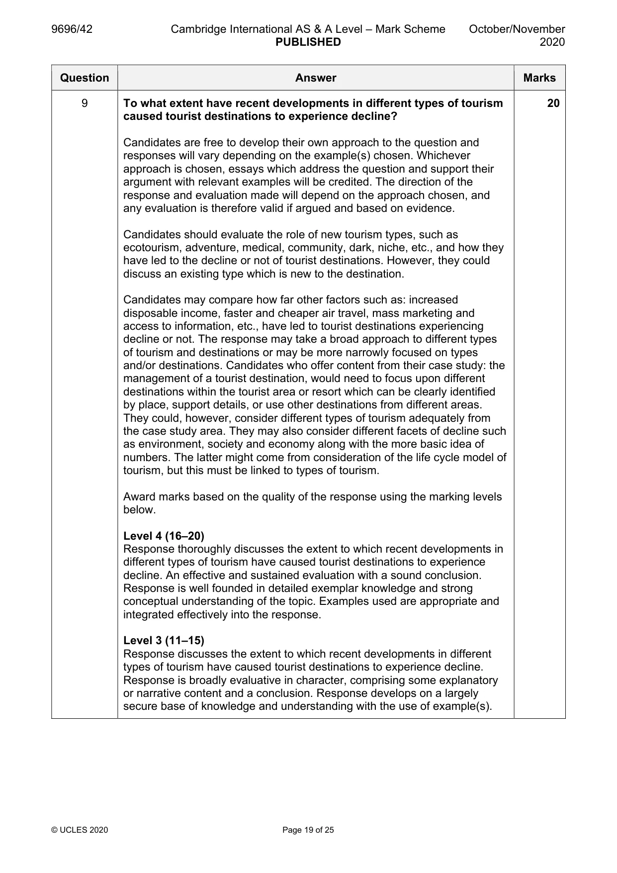 Mark scheme, page 19 of 25