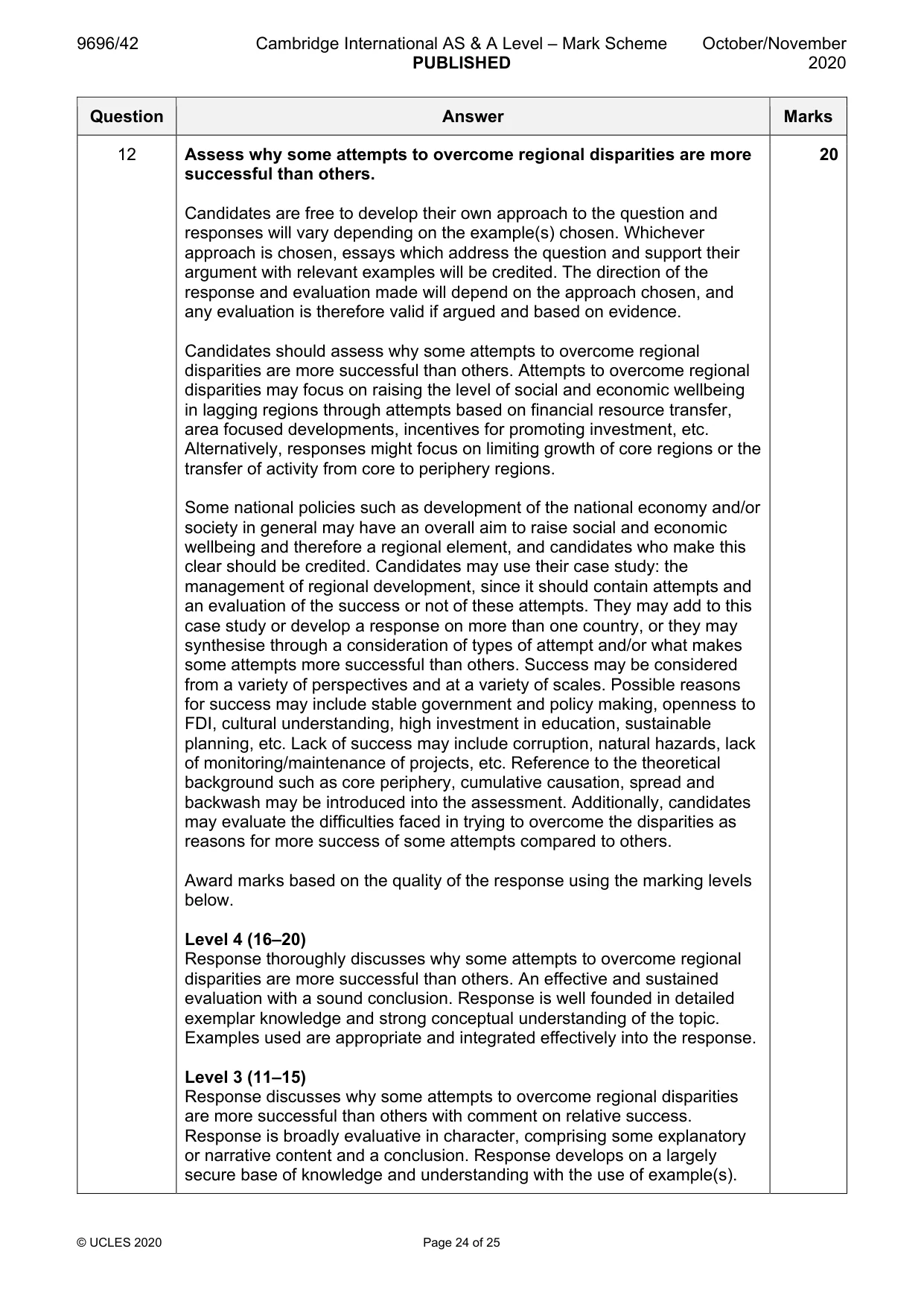 Mark scheme, page 24 of 25