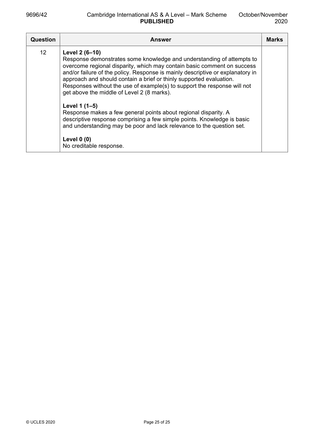 Mark scheme, page 25 of 25