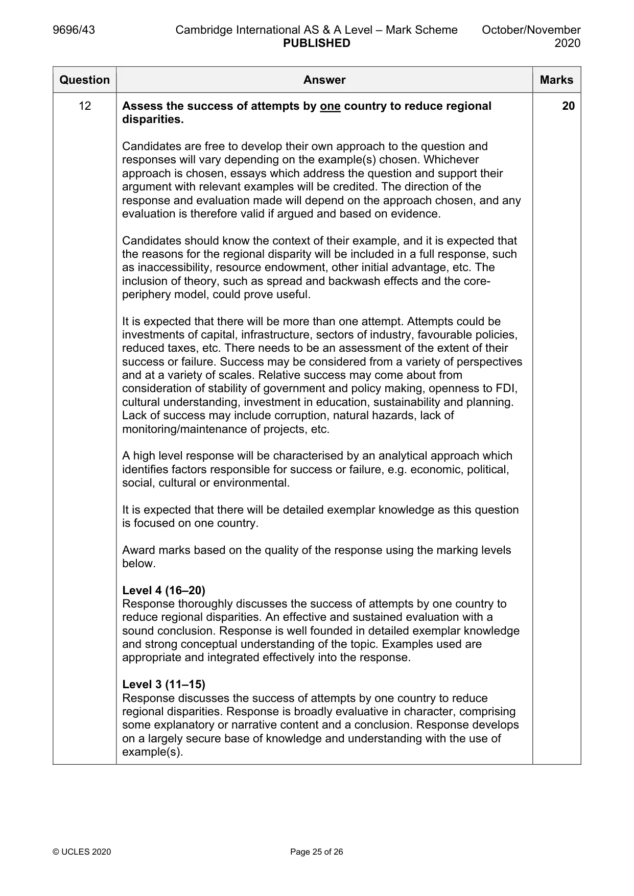 Mark scheme, page 25 of 26