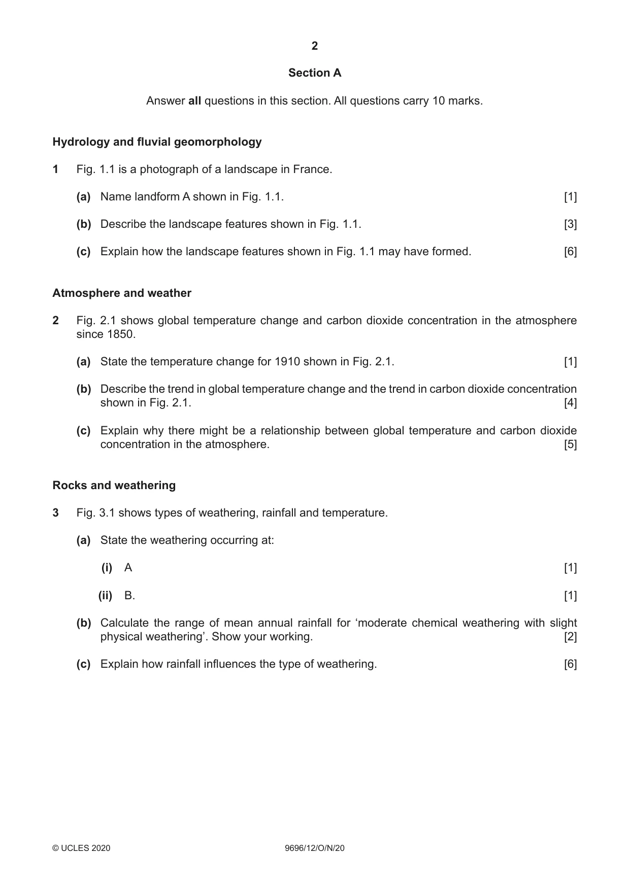Cambridge A Level Geography 9696 2020 Oct/Nov Paper 1 · Variant 2 question paper, page 2 of 4