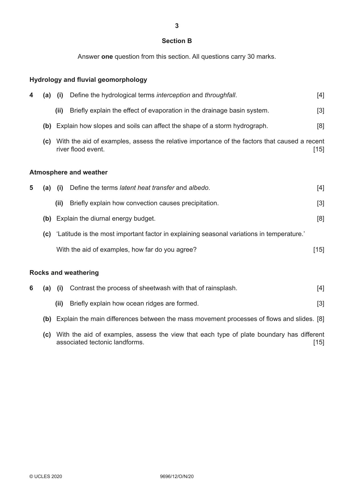 Cambridge A Level Geography 9696 2020 Oct/Nov Paper 1 · Variant 2 question paper, page 3 of 4