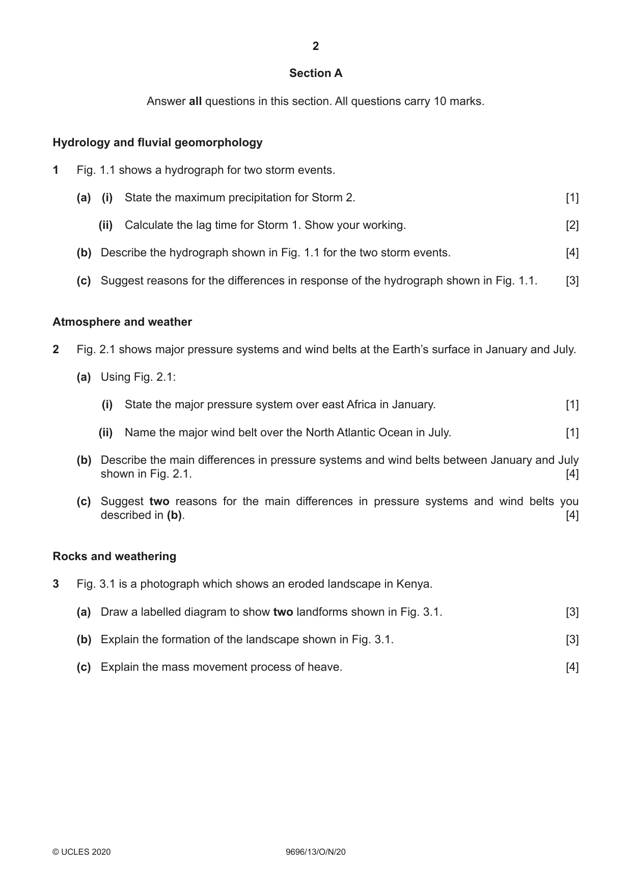 Cambridge A Level Geography 9696 2020 Oct/Nov Paper 1 · Variant 3 question paper, page 2 of 4
