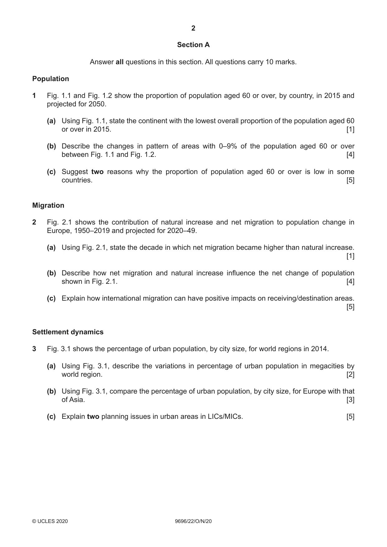 Cambridge A Level Geography 9696 2020 Oct/Nov Paper 2 · Variant 2 question paper, page 2 of 4