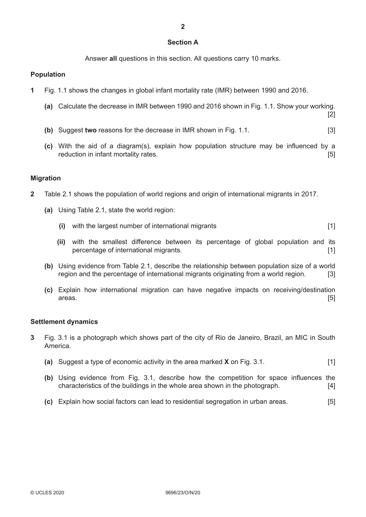 Cambridge A Level Geography 9696 2020 Oct/Nov Paper 2 · Variant 3 question paper, page 2 of 4