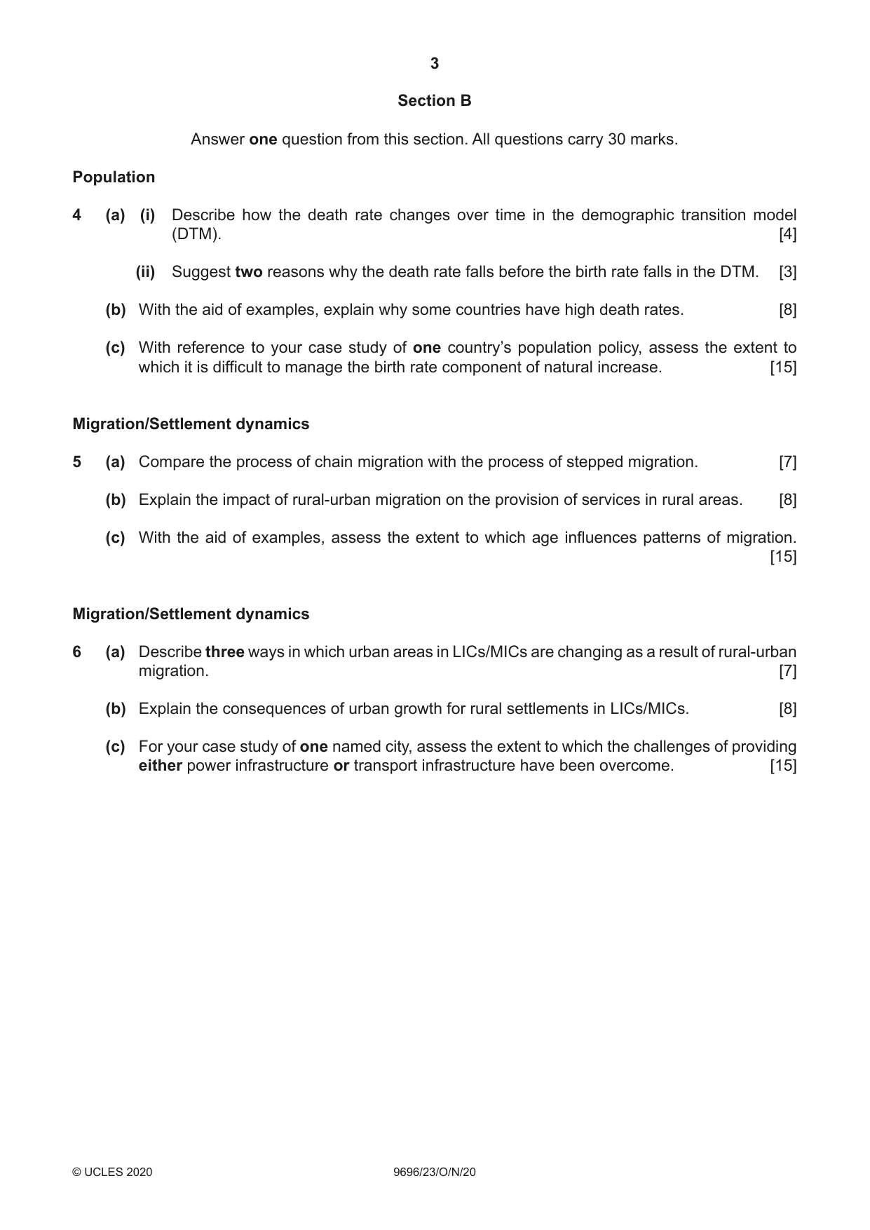Cambridge A Level Geography 9696 2020 Oct/Nov Paper 2 · Variant 3 question paper, page 3 of 4