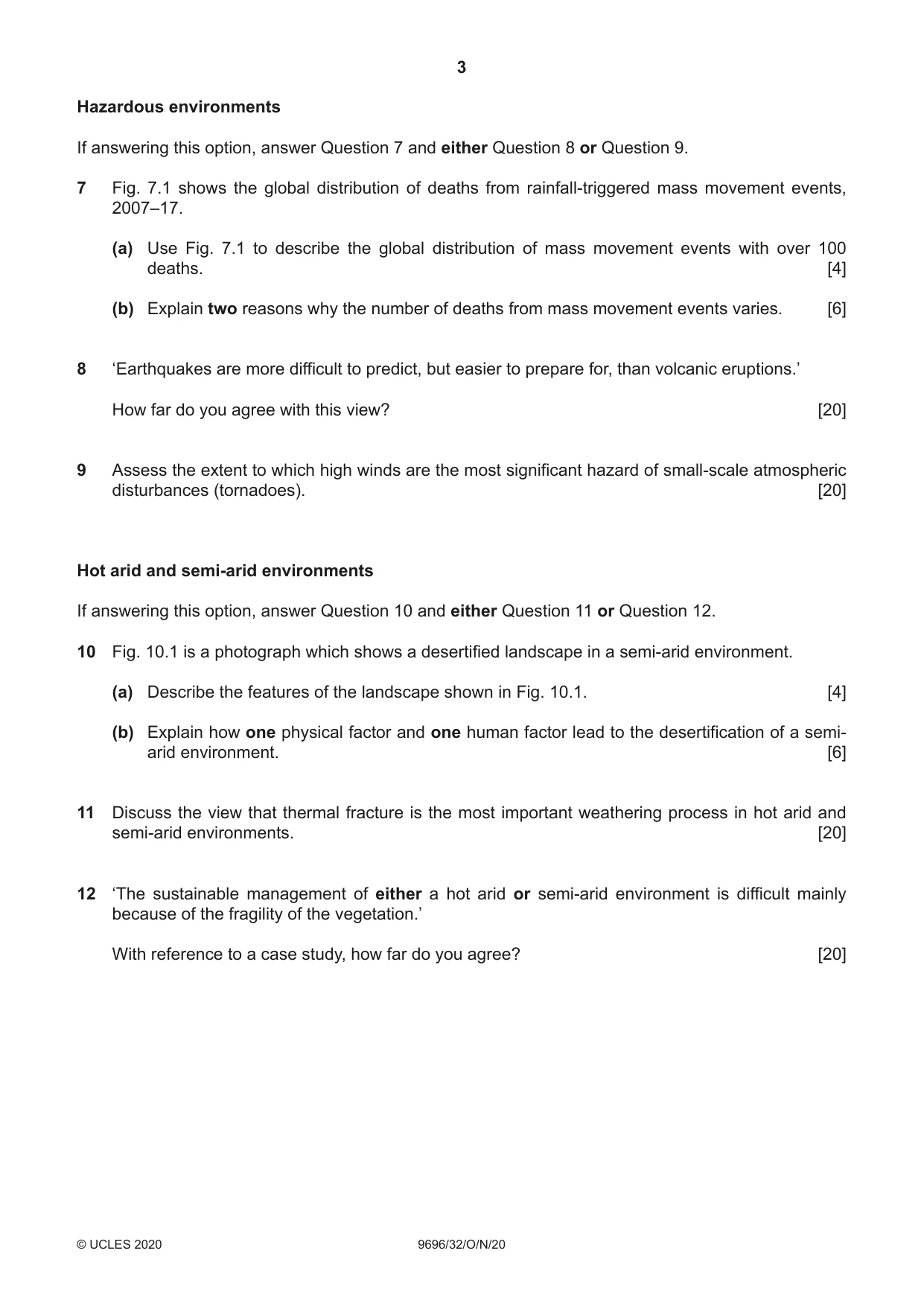 Cambridge A Level Geography 9696 2020 Oct/Nov Paper 3 · Variant 2 question paper, page 3 of 4