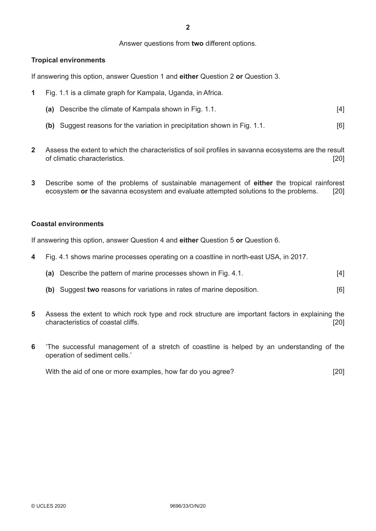 Cambridge A Level Geography 9696 2020 Oct/Nov Paper 3 · Variant 3 question paper, page 2 of 4
