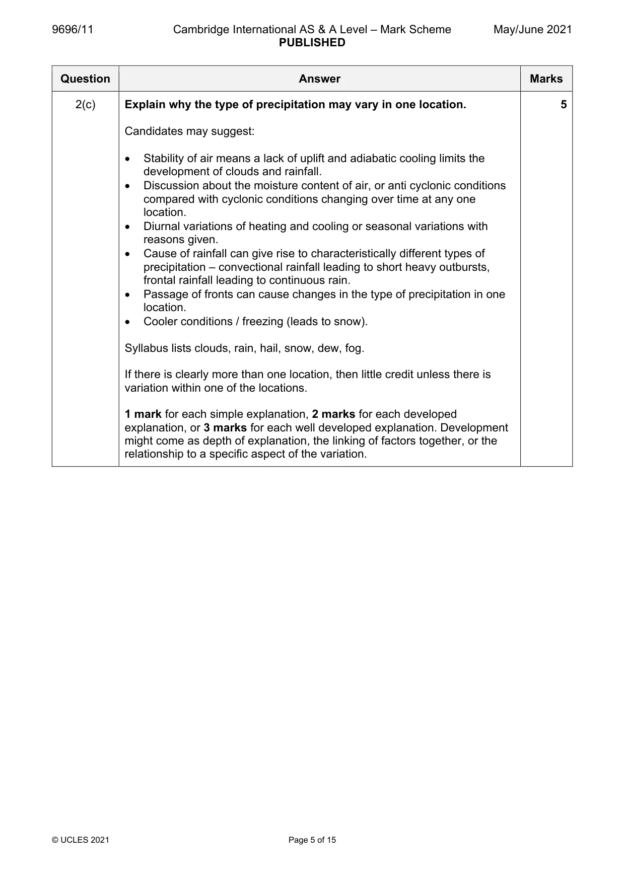 Mark scheme, page 5 of 15