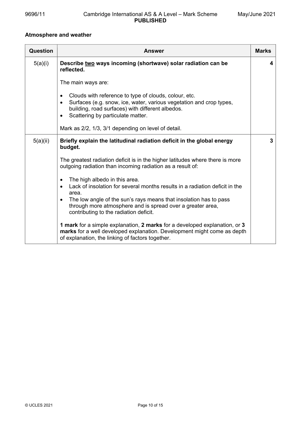 Mark scheme, page 10 of 15