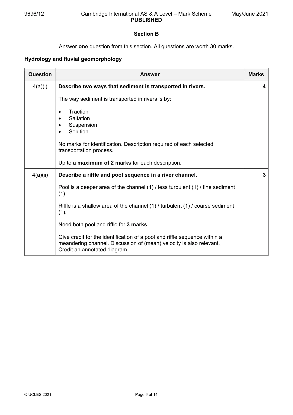 Mark scheme, page 6 of 14
