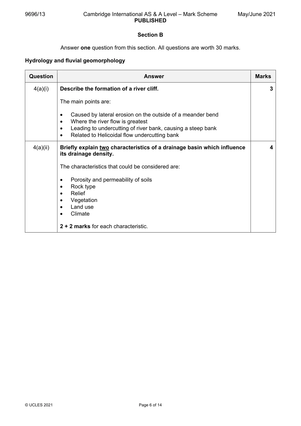Mark scheme, page 6 of 14