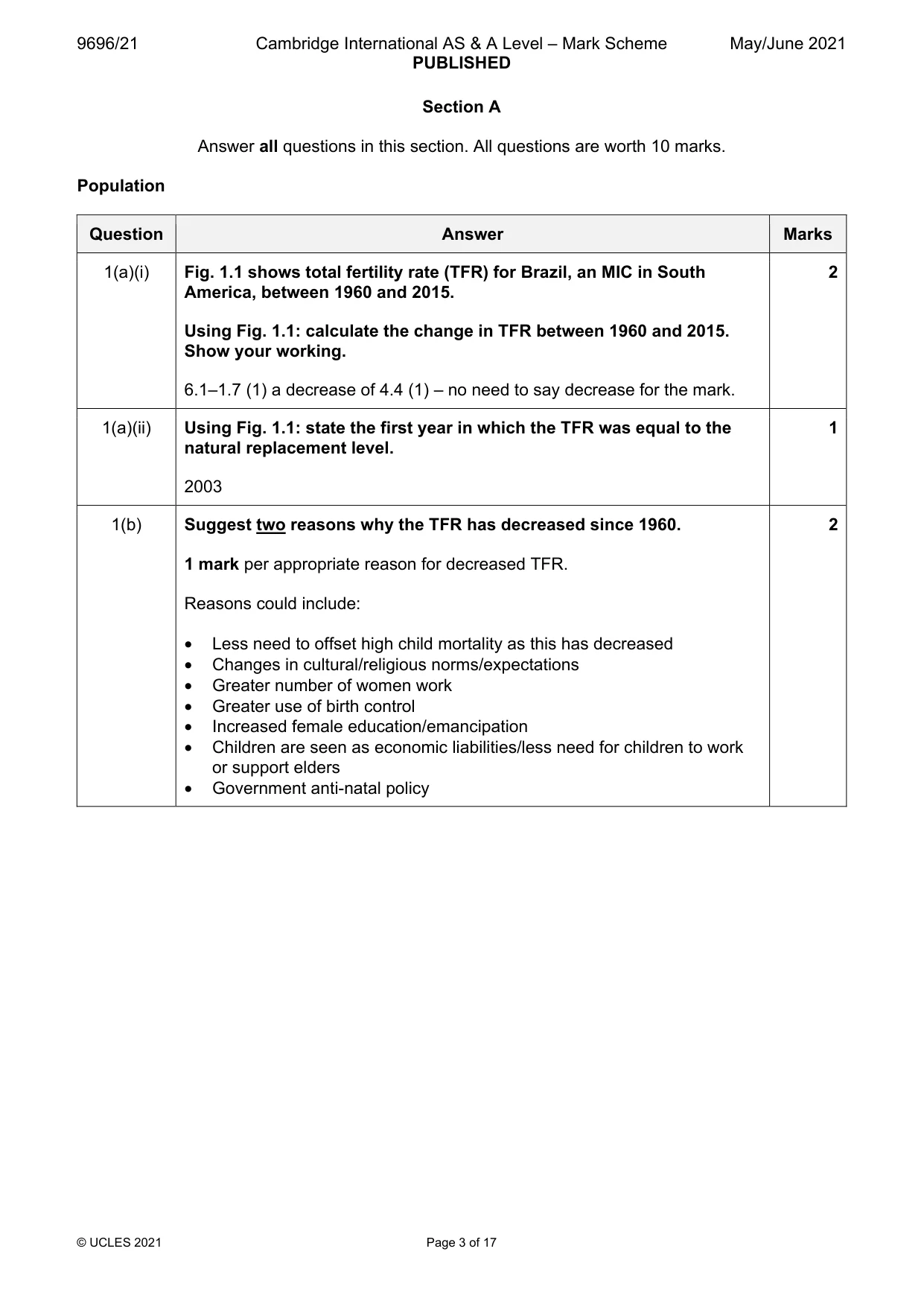Mark scheme, page 3 of 17