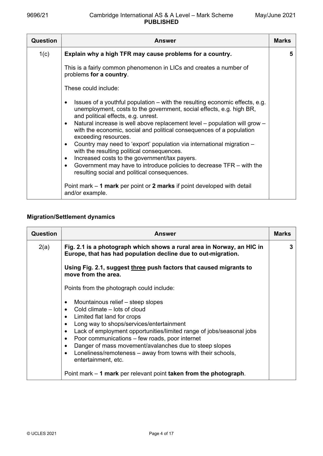 Mark scheme, page 4 of 17