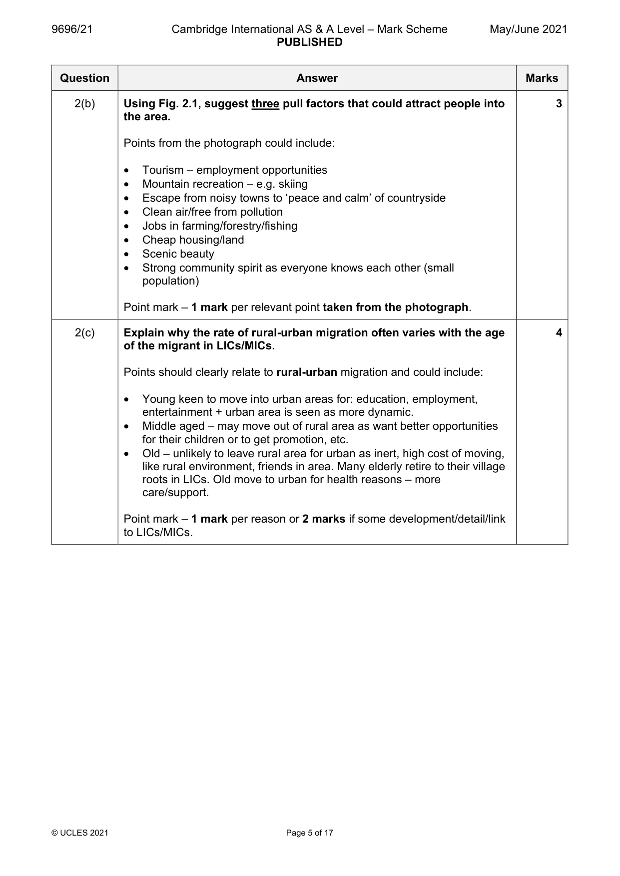 Mark scheme, page 5 of 17