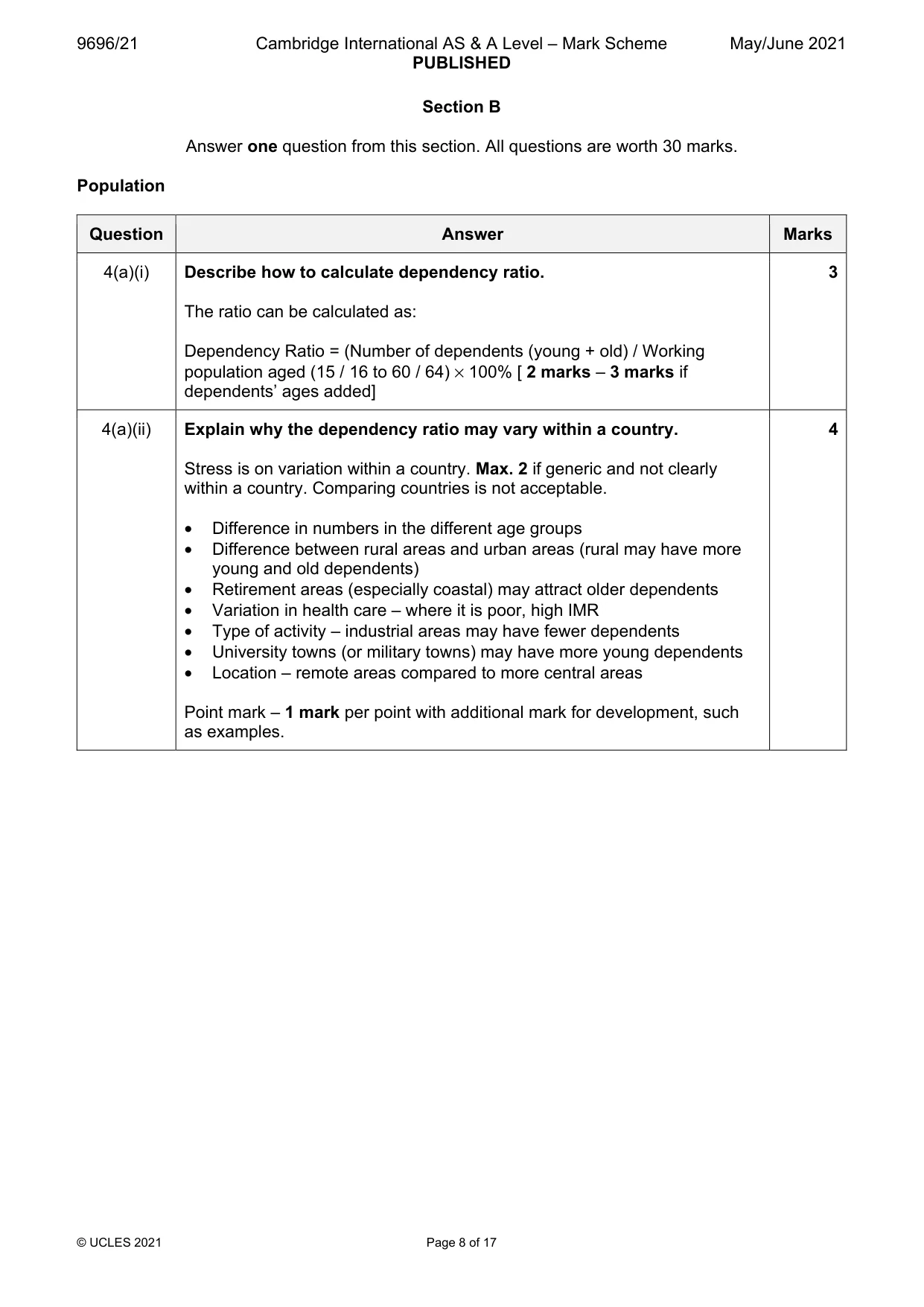 Mark scheme, page 8 of 17