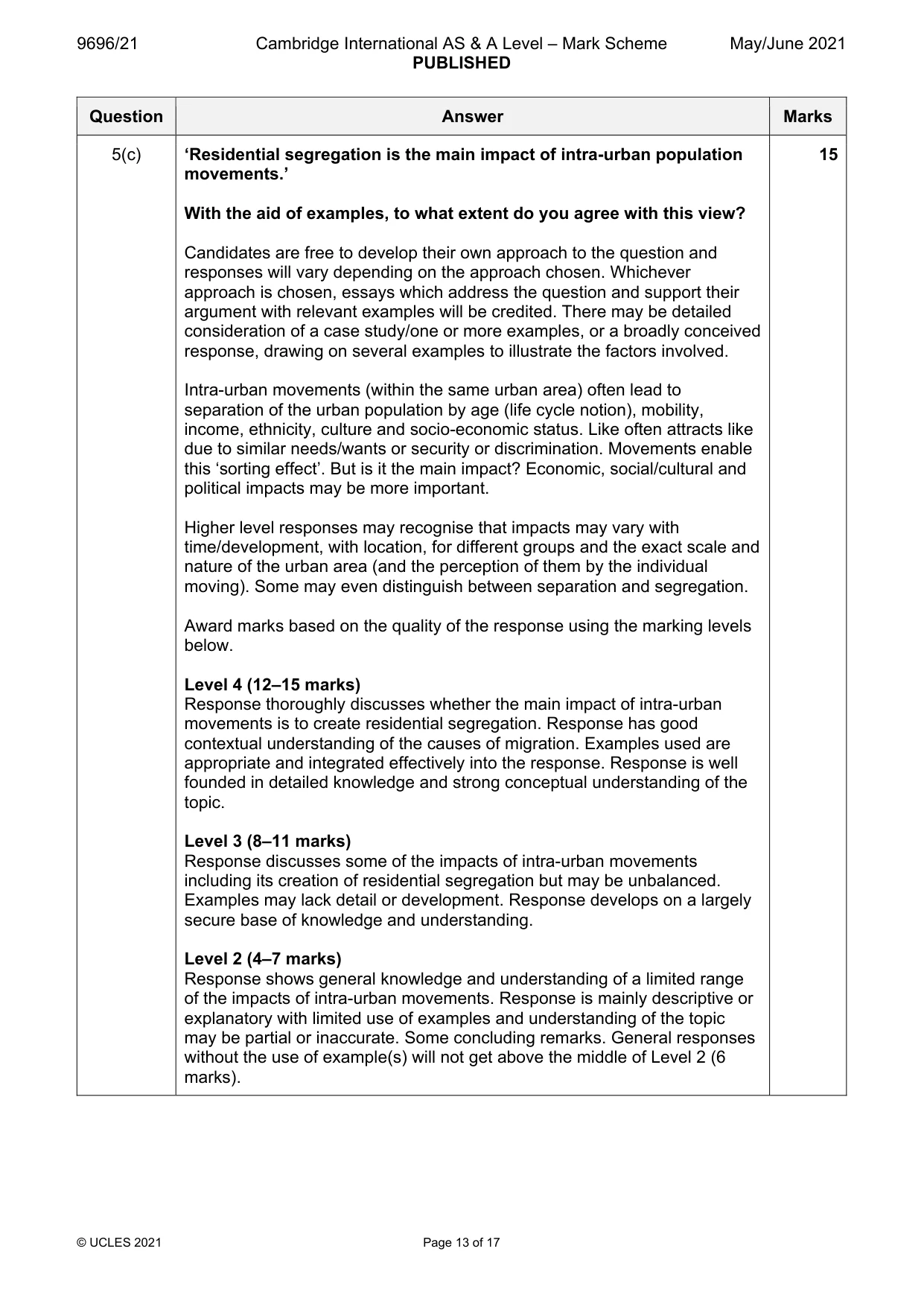 Mark scheme, page 13 of 17