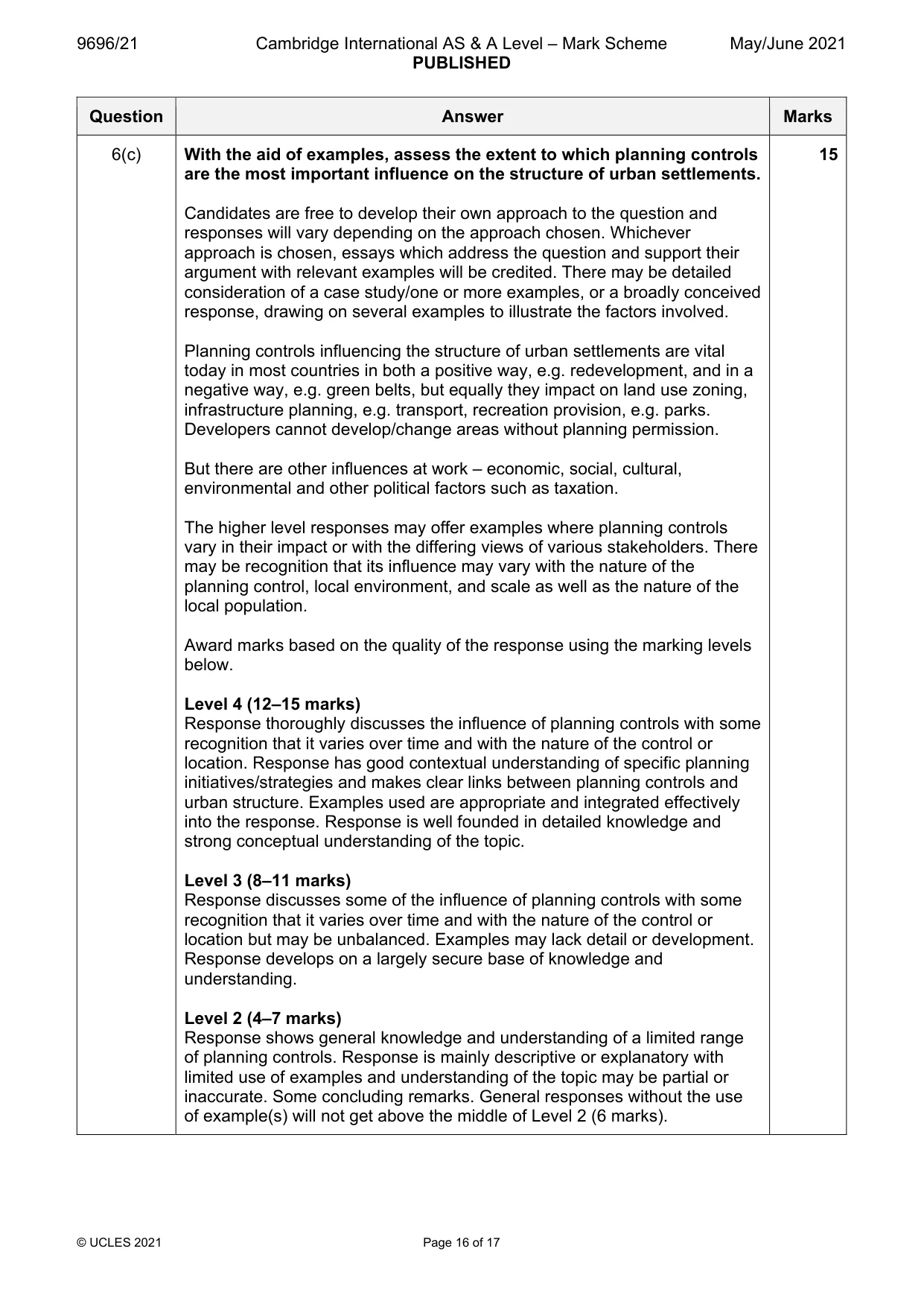 Mark scheme, page 16 of 17
