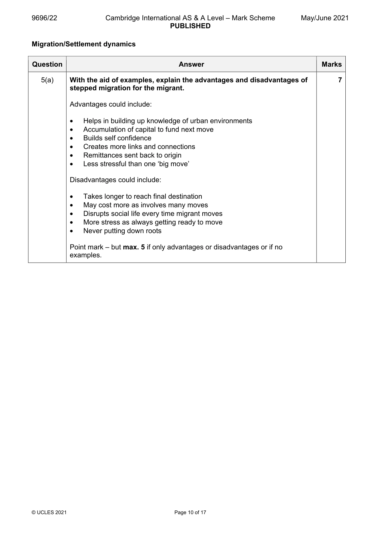 Mark scheme, page 10 of 17