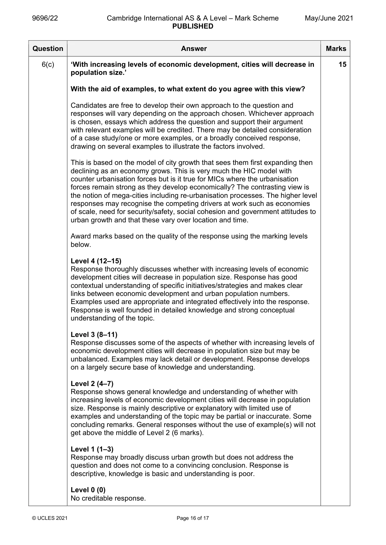Mark scheme, page 16 of 17