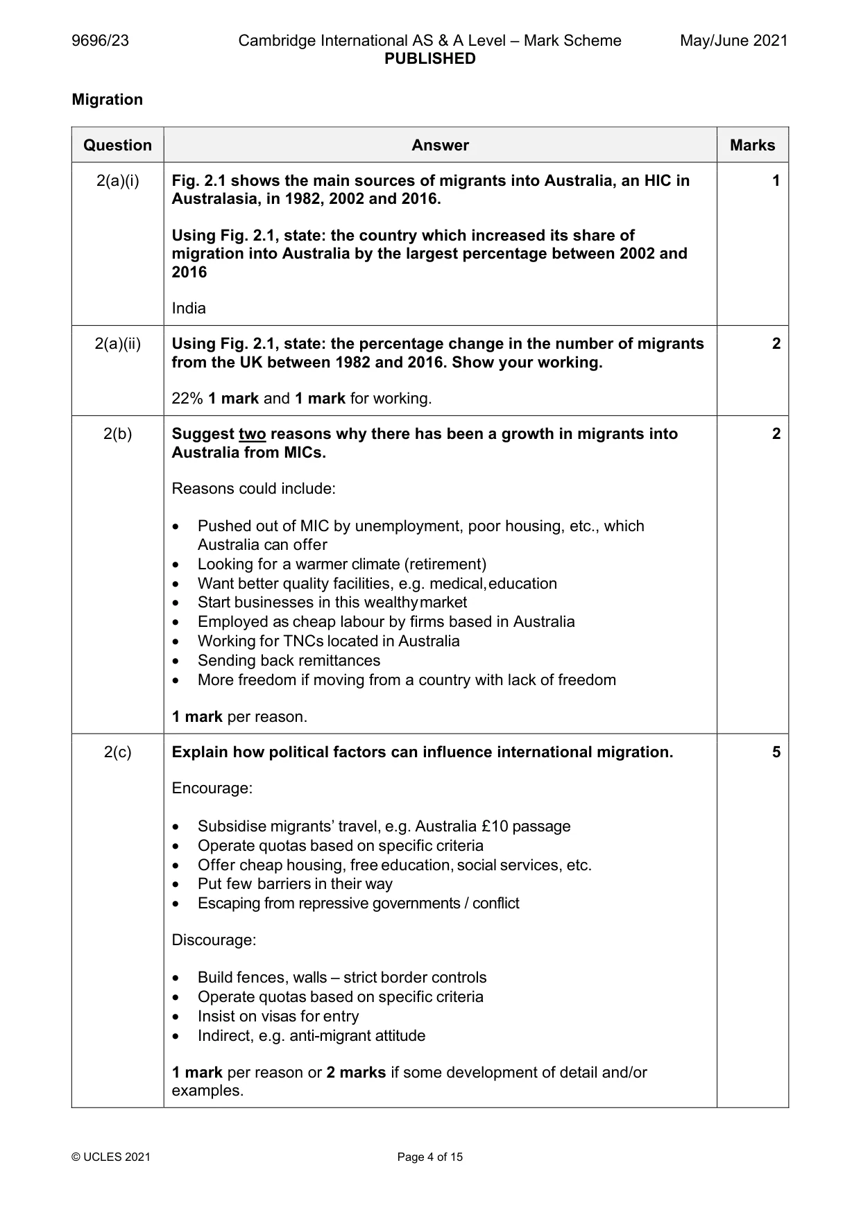 Mark scheme, page 4 of 15