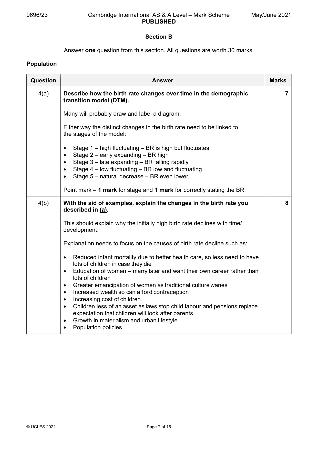 Mark scheme, page 7 of 15