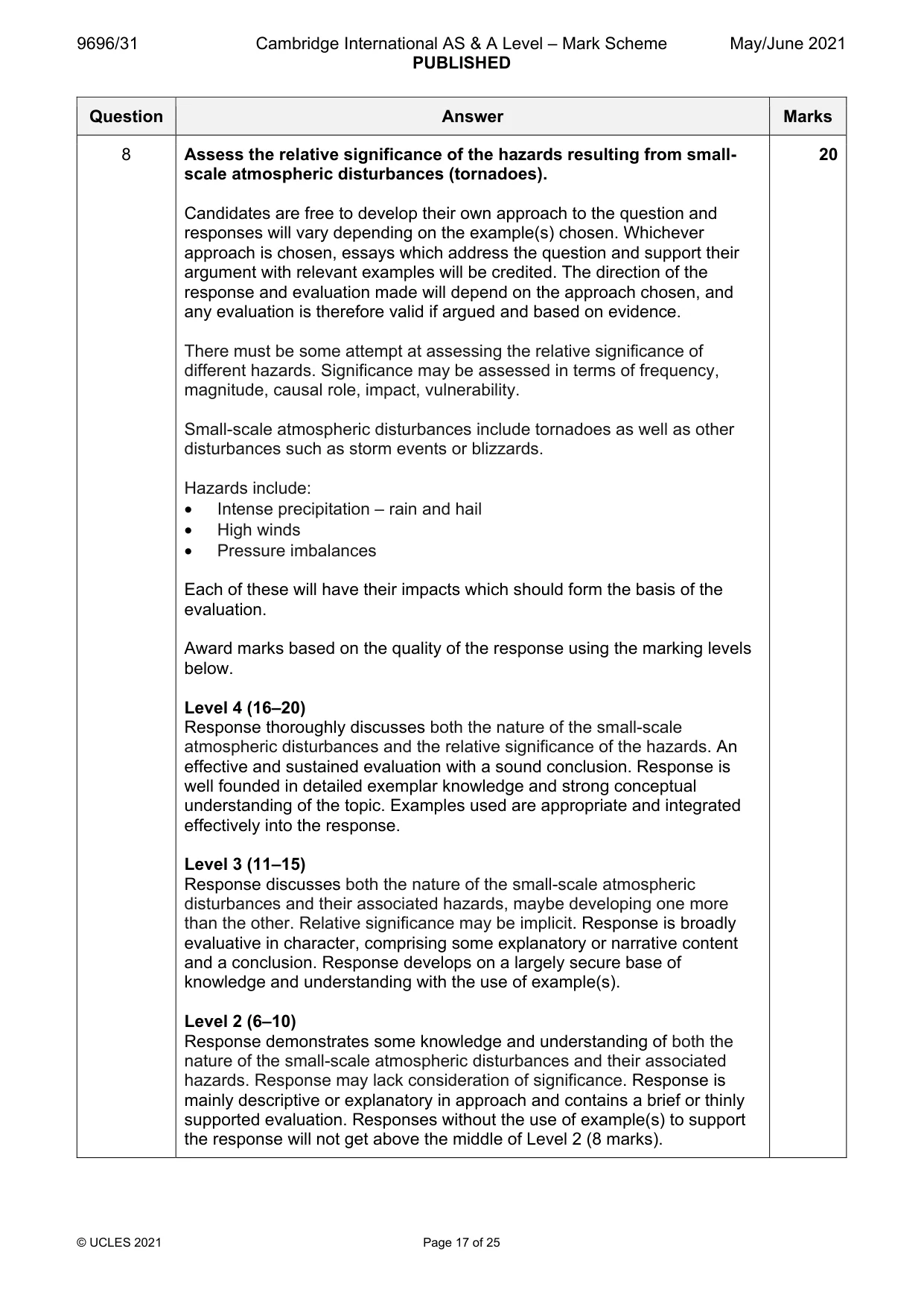 Mark scheme, page 17 of 25