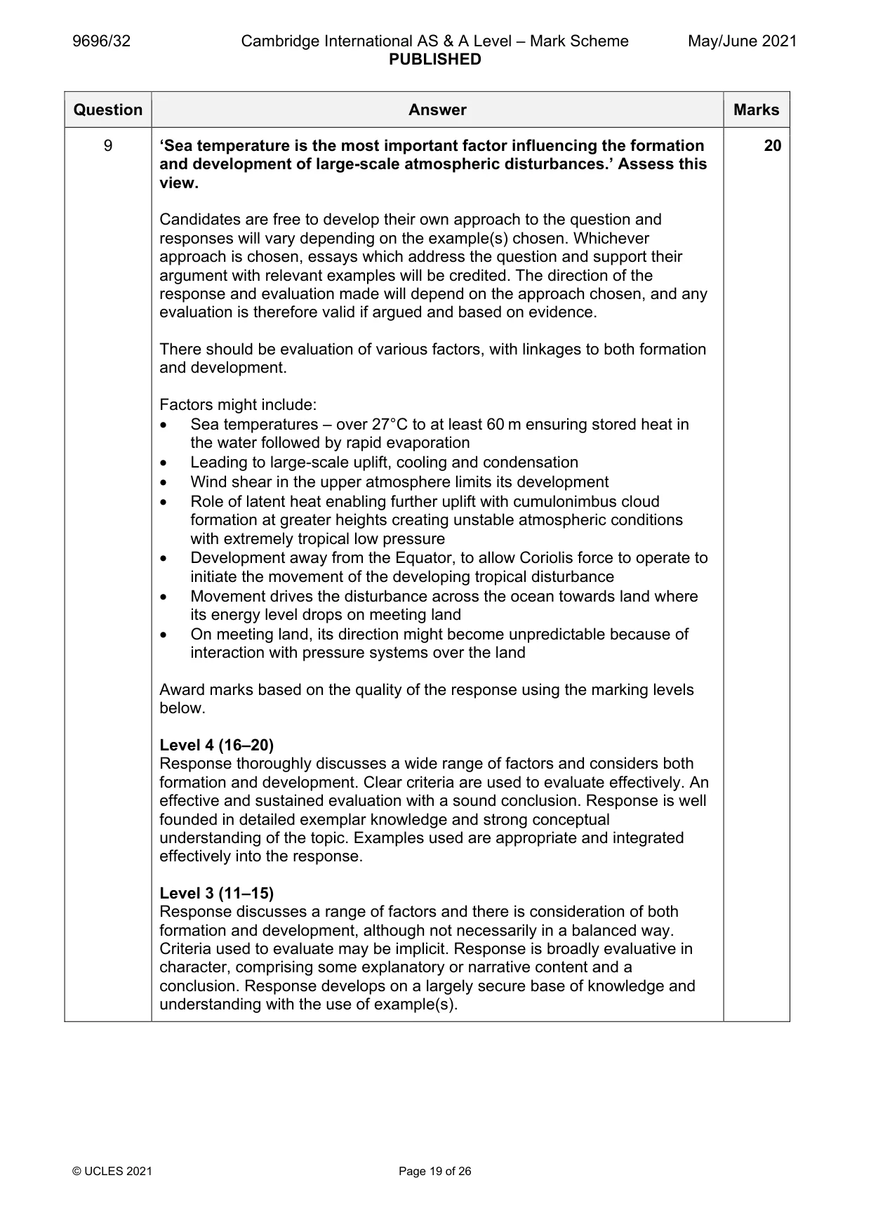 Mark scheme, page 19 of 26