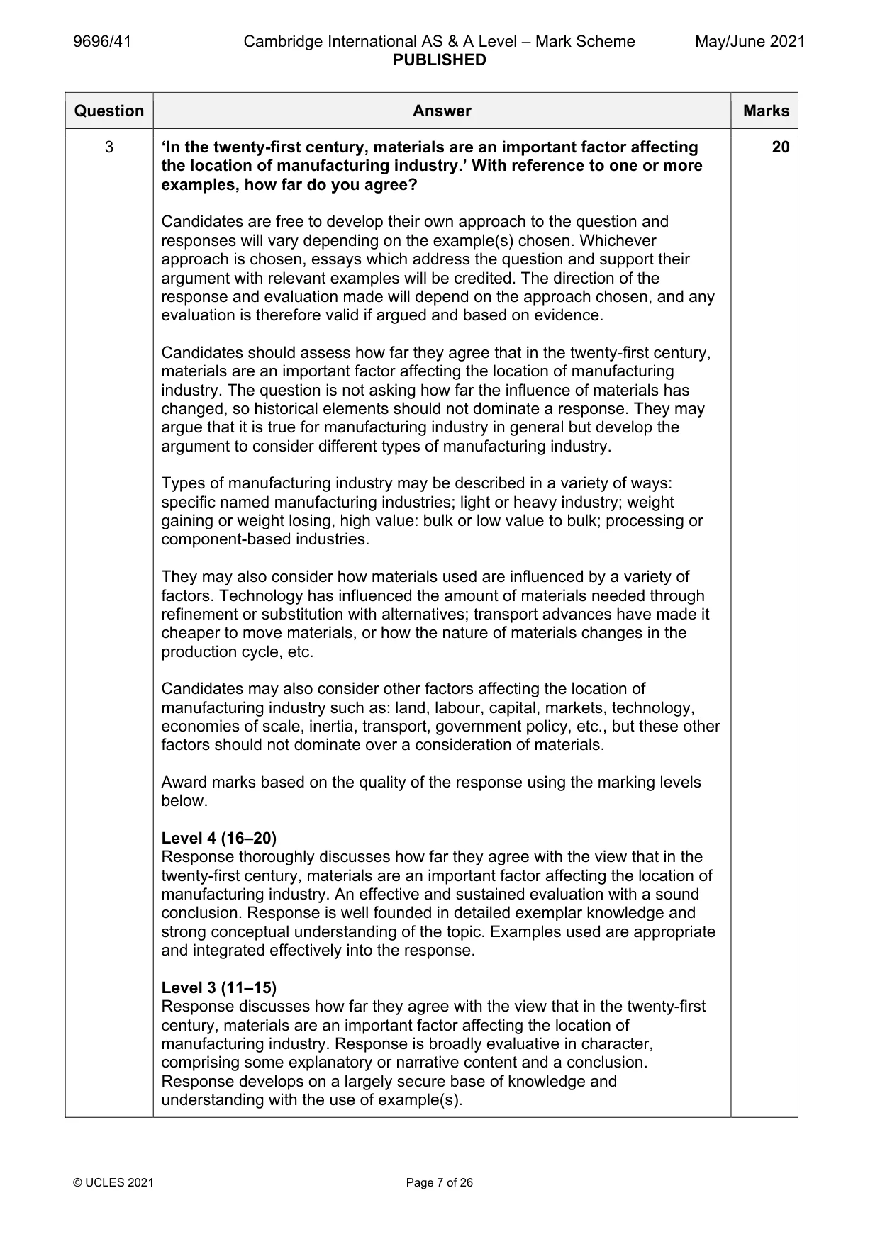 Mark scheme, page 7 of 26