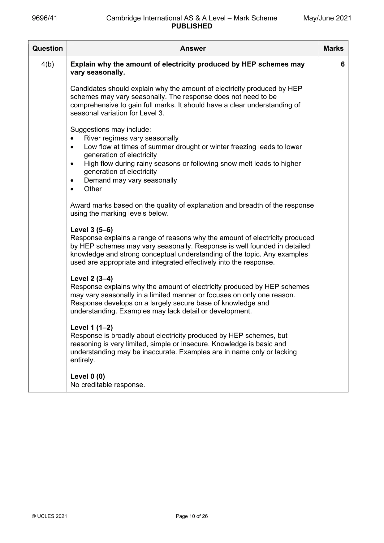 Mark scheme, page 10 of 26
