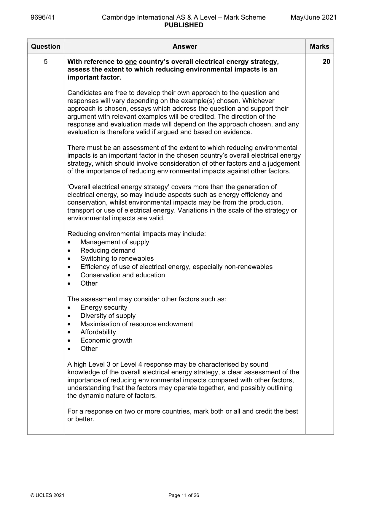Mark scheme, page 11 of 26