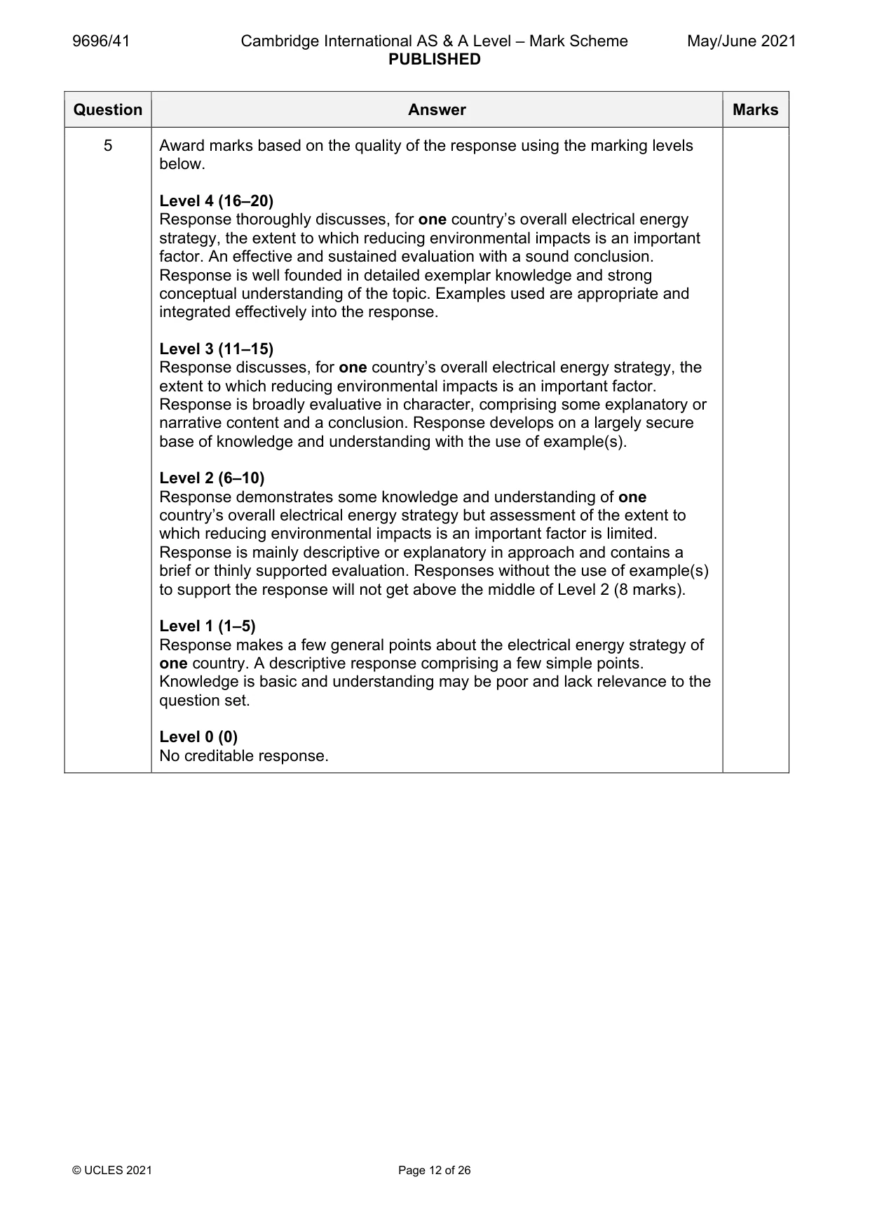 Mark scheme, page 12 of 26