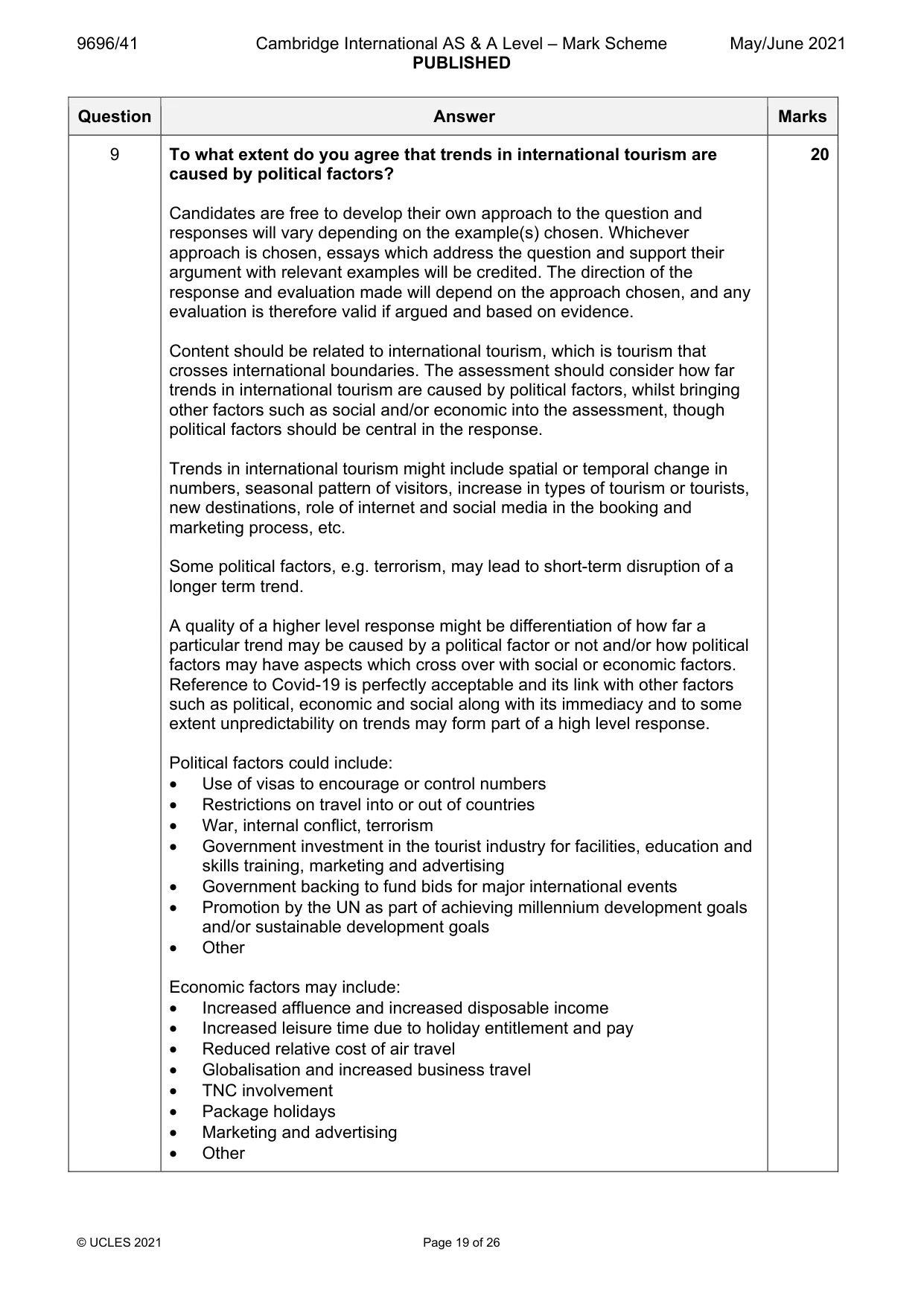 Mark scheme, page 19 of 26