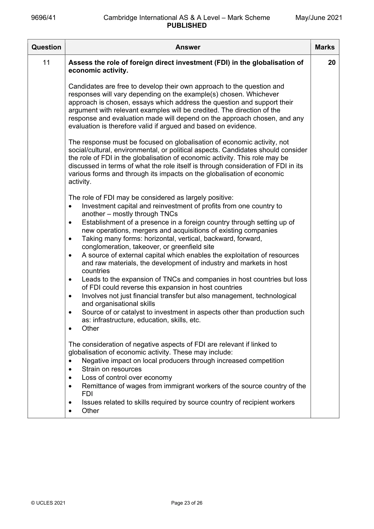 Mark scheme, page 23 of 26
