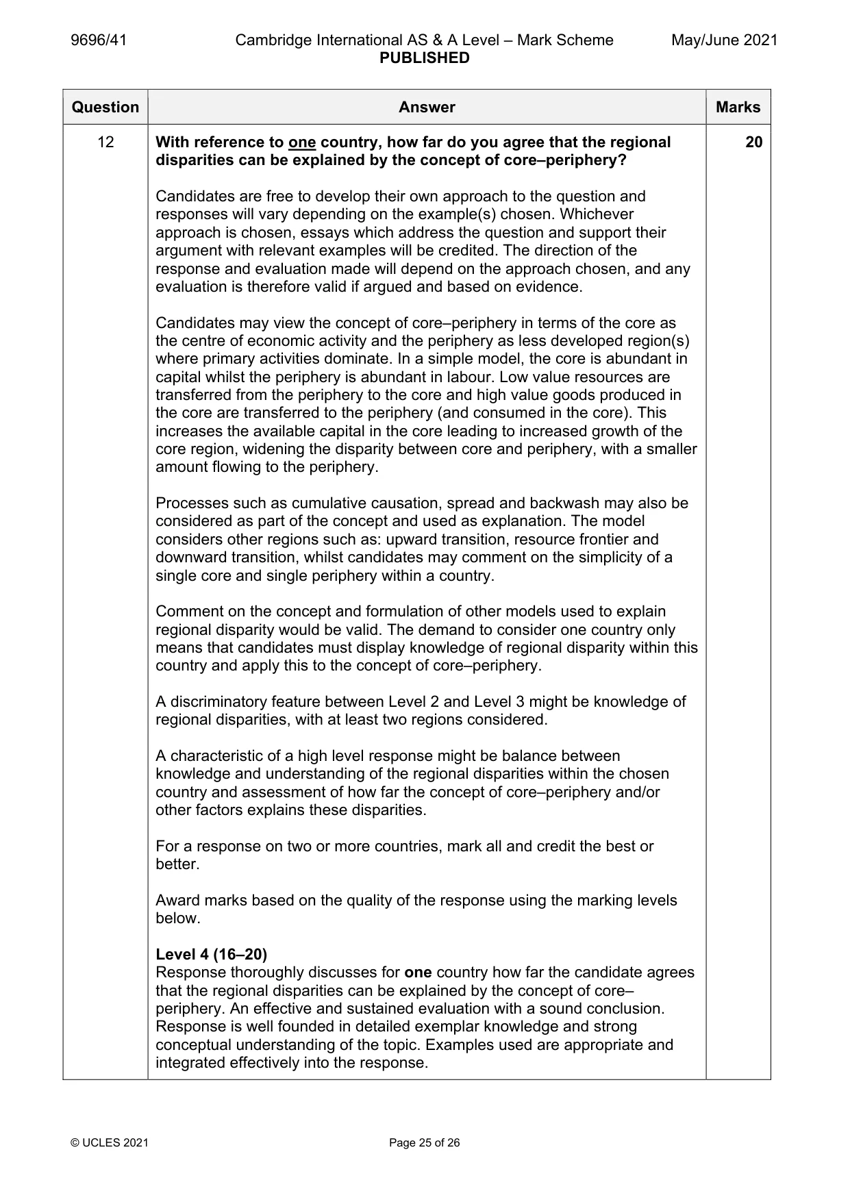 Mark scheme, page 25 of 26