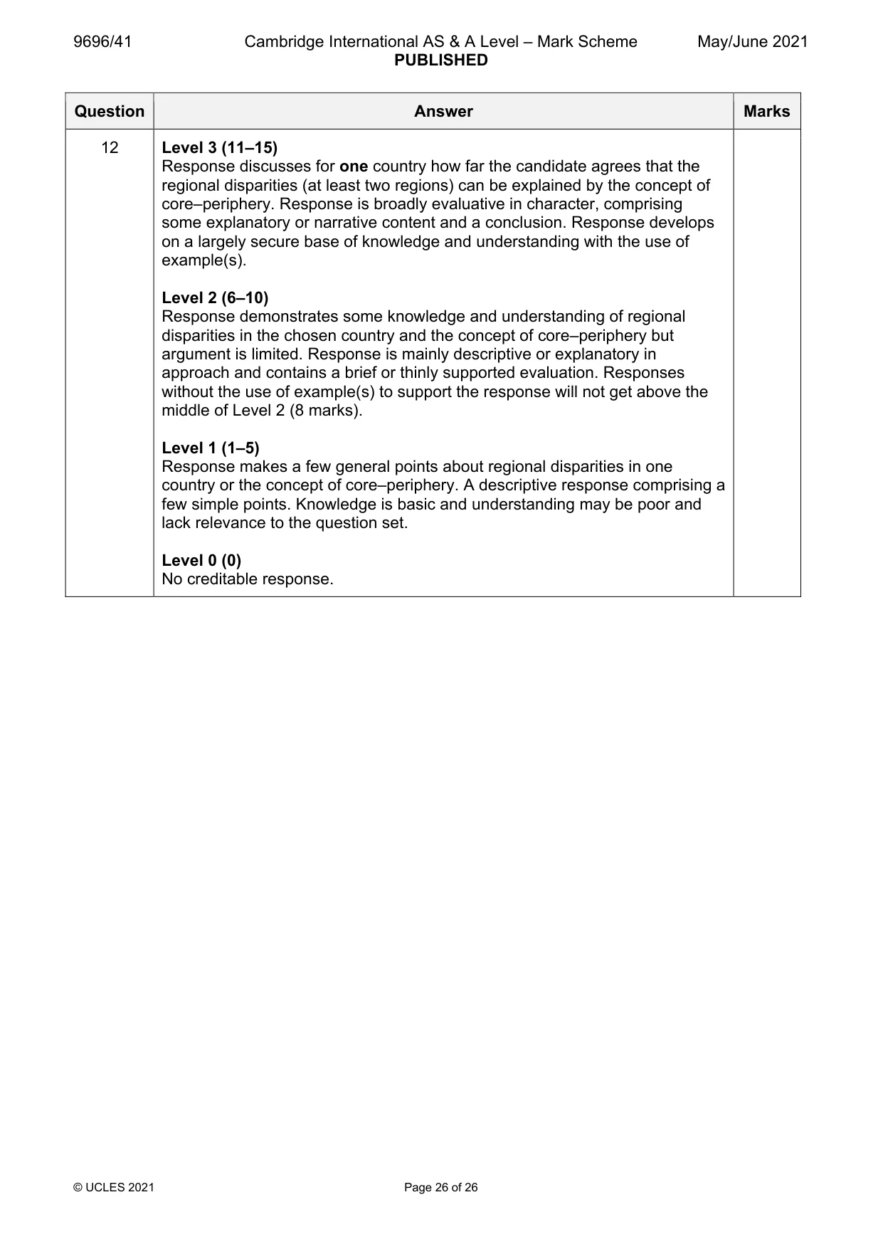 Mark scheme, page 26 of 26