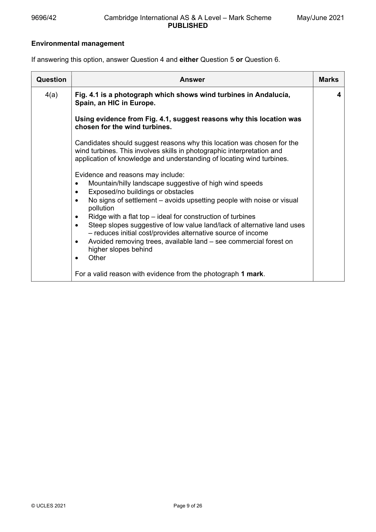 Mark scheme, page 9 of 26