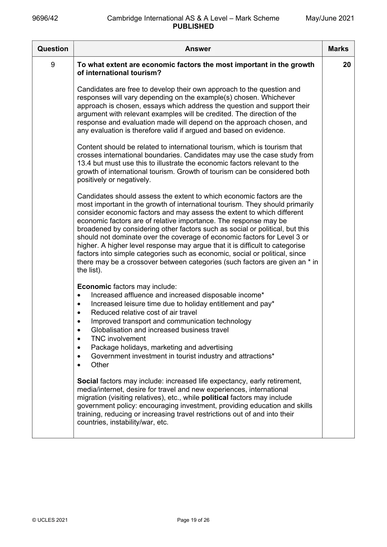 Mark scheme, page 19 of 26