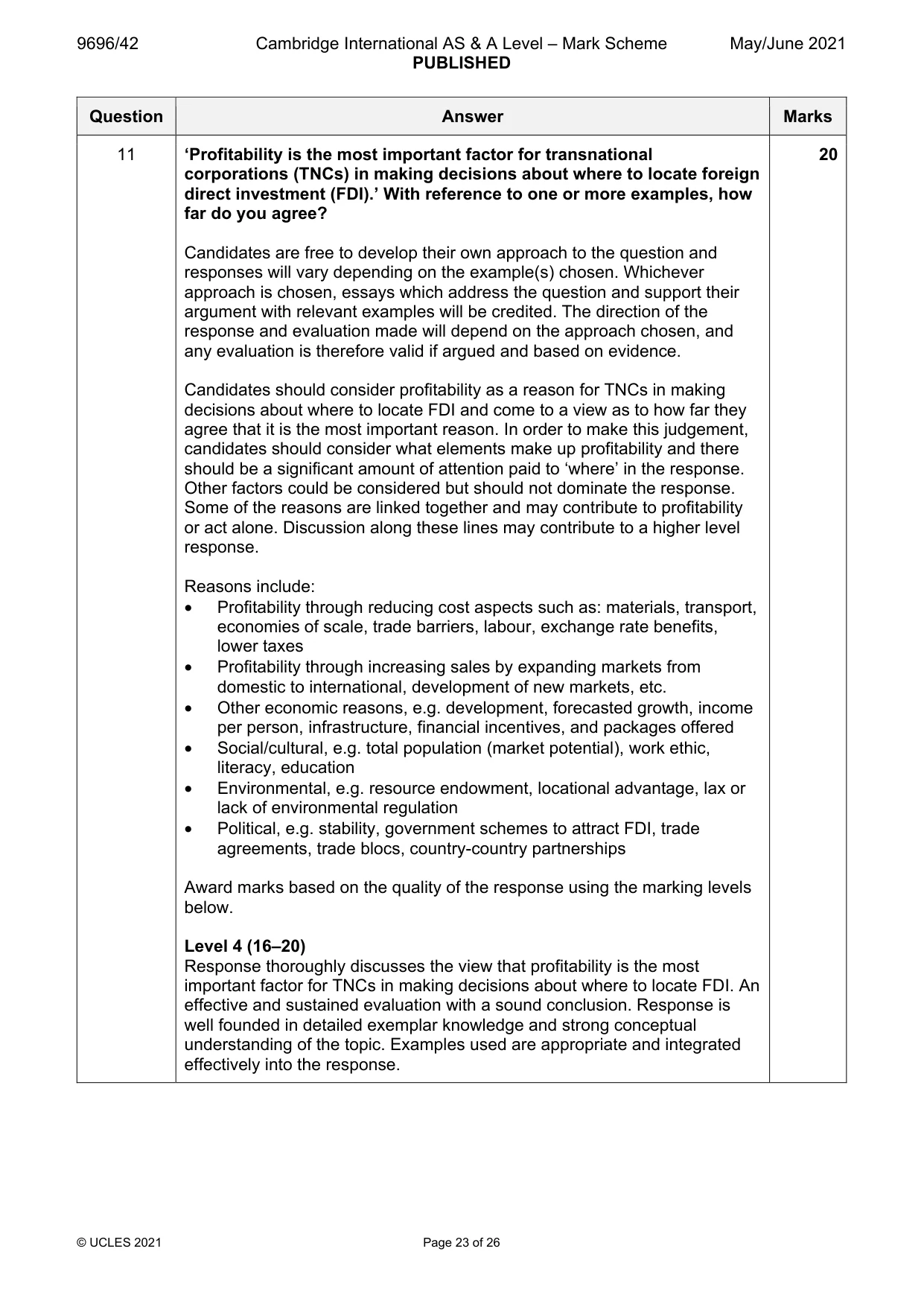 Mark scheme, page 23 of 26