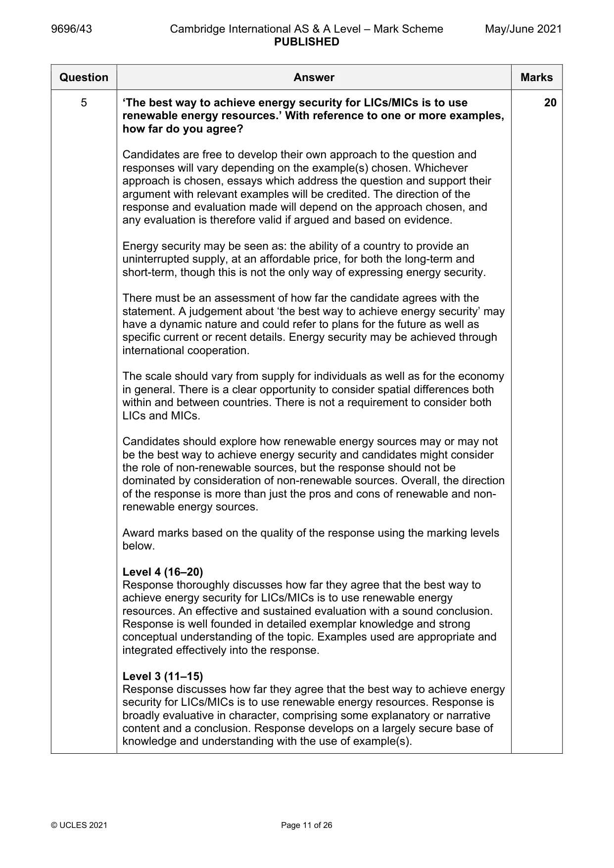 Mark scheme, page 11 of 26