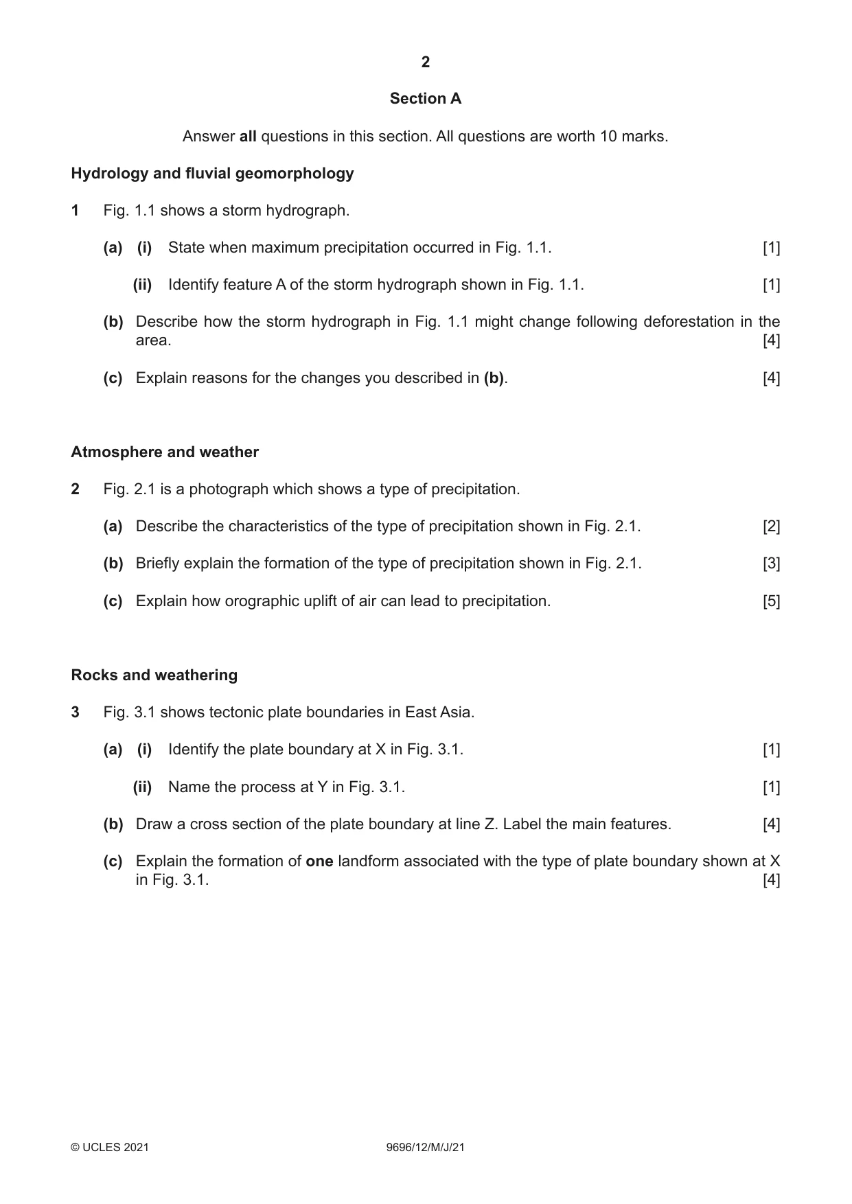 Cambridge A Level Geography 9696 2021 May/June Paper 1 · Variant 2 question paper, page 2 of 4
