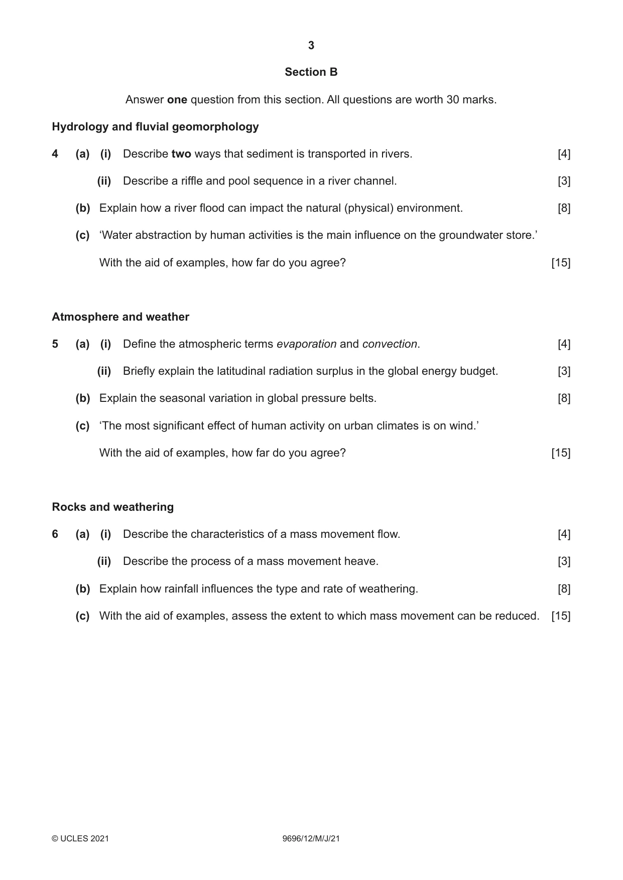 Cambridge A Level Geography 9696 2021 May/June Paper 1 · Variant 2 question paper, page 3 of 4