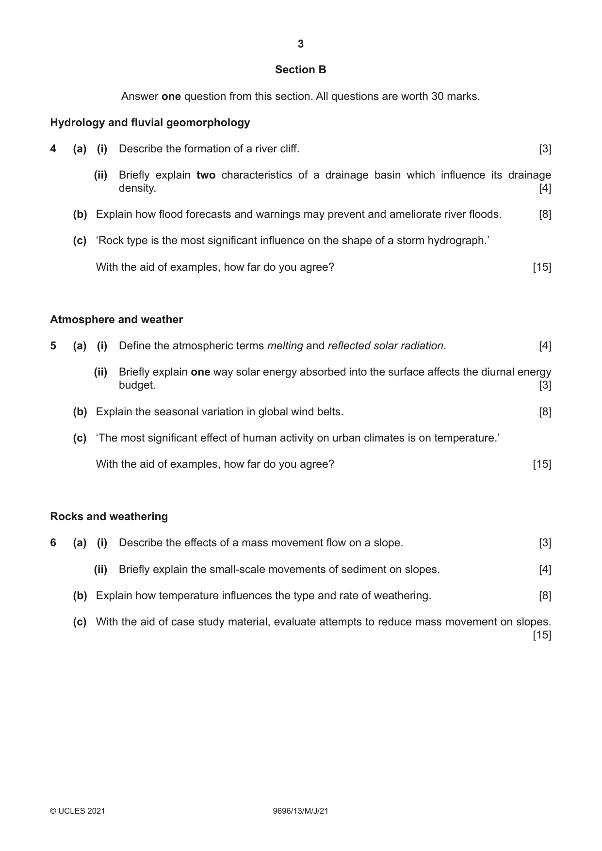 Cambridge A Level Geography 9696 2021 May/June Paper 1 · Variant 3 question paper, page 3 of 4
