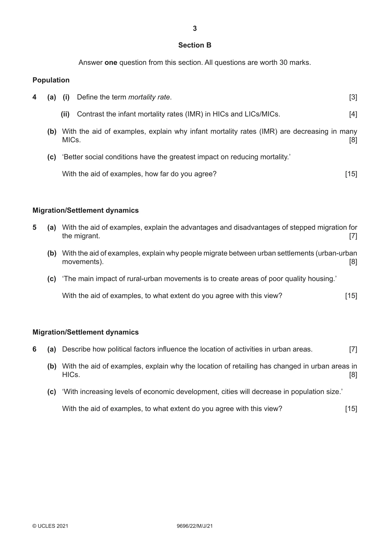 Cambridge A Level Geography 9696 2021 May/June Paper 2 · Variant 2 question paper, page 3 of 4