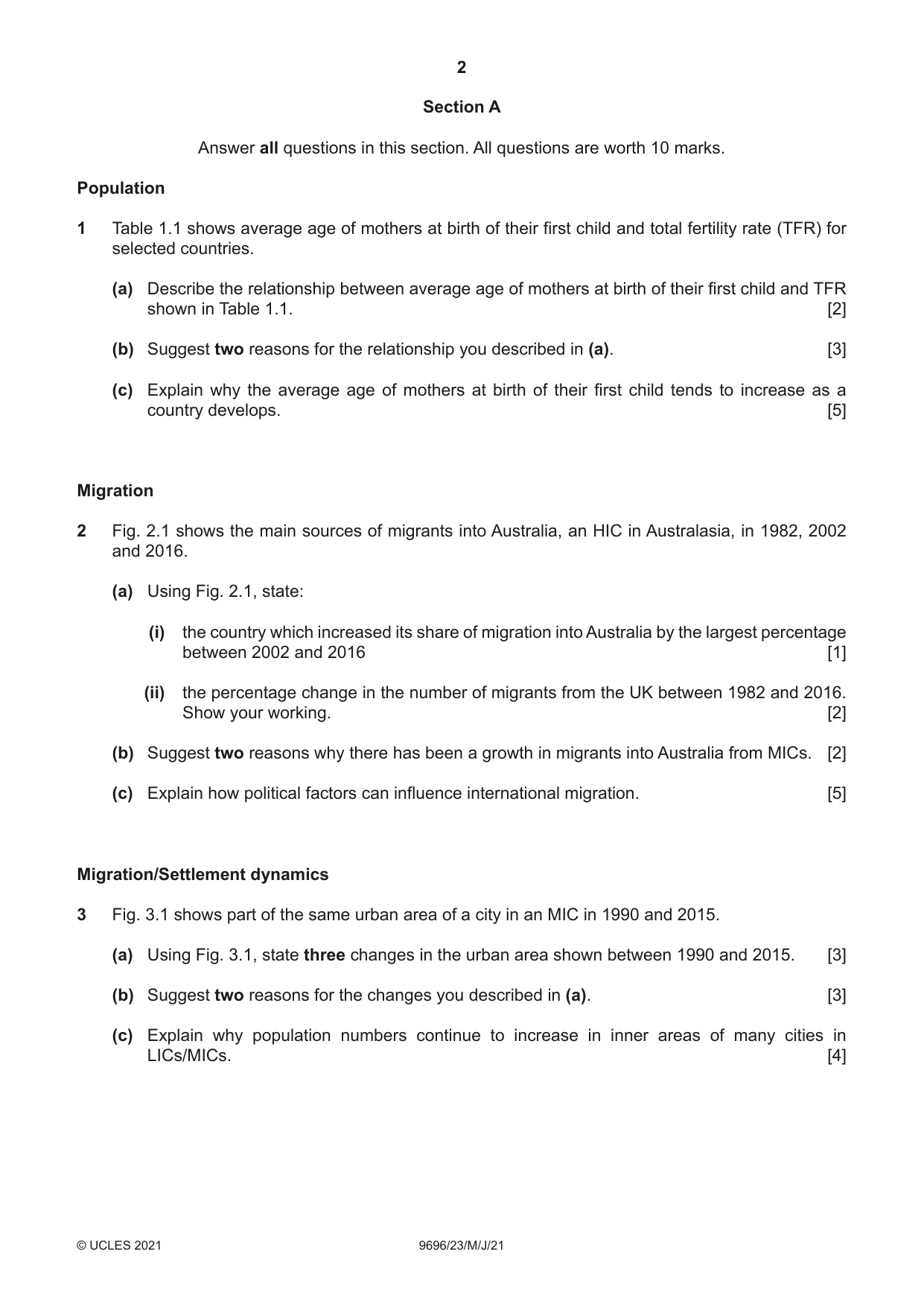 Cambridge A Level Geography 9696 2021 May/June Paper 2 · Variant 3 question paper, page 2 of 4
