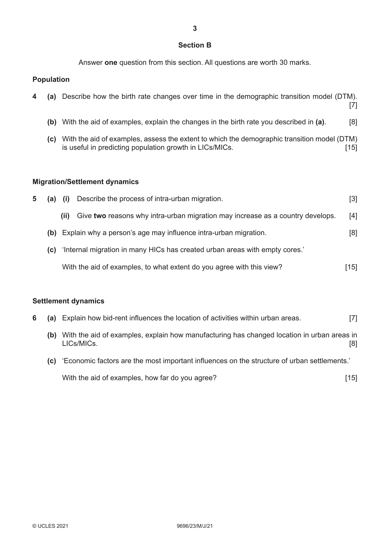 Cambridge A Level Geography 9696 2021 May/June Paper 2 · Variant 3 question paper, page 3 of 4