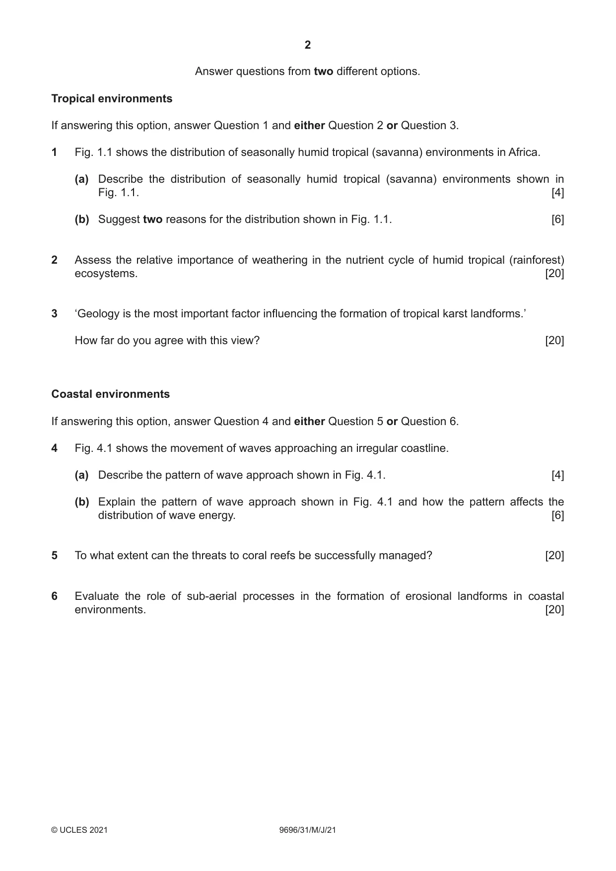 Cambridge A Level Geography 9696 2021 May/June Paper 3 · Variant 1 question paper, page 2 of 4