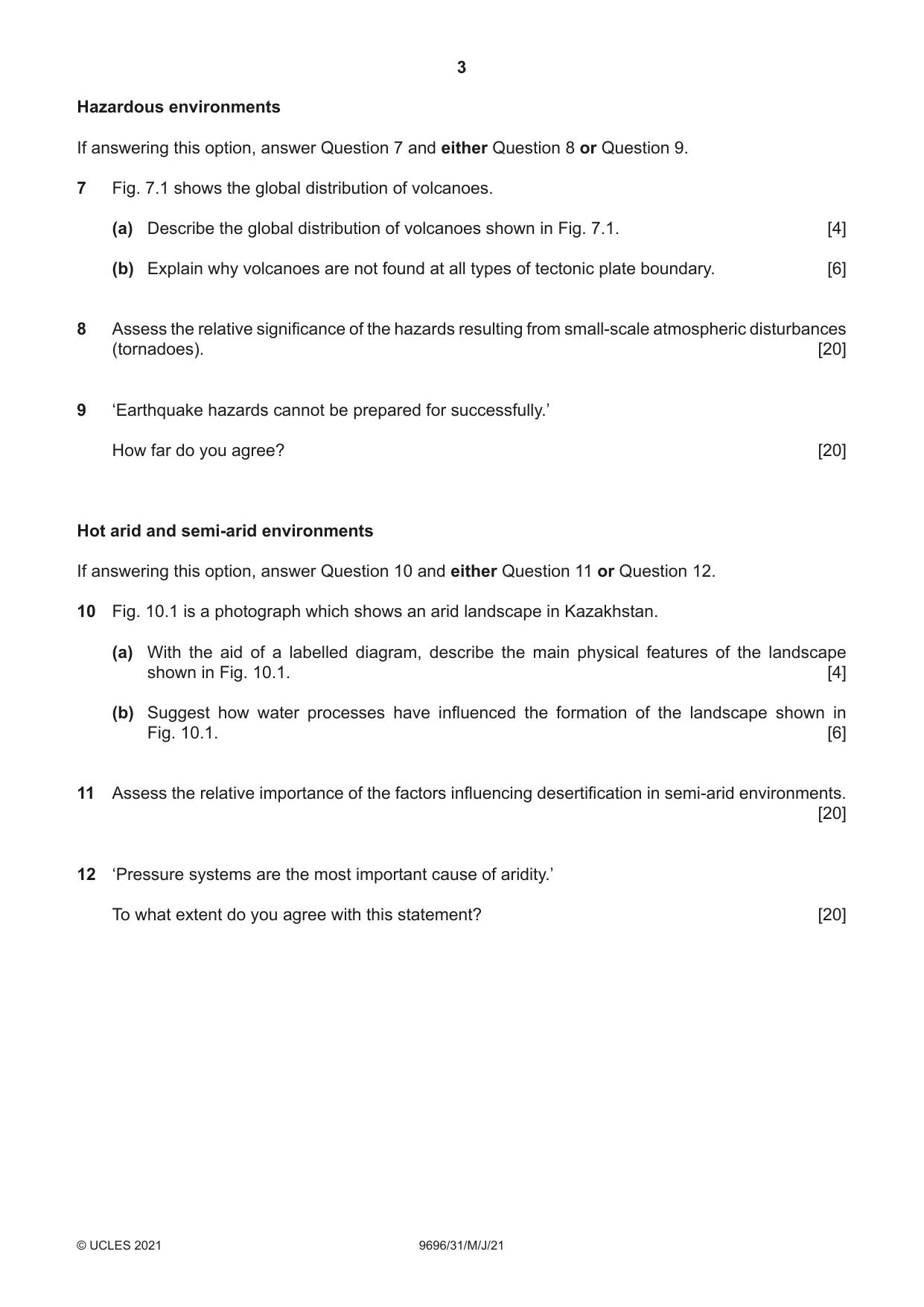 Cambridge A Level Geography 9696 2021 May/June Paper 3 · Variant 1 question paper, page 3 of 4